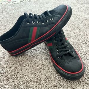 Gucci Tennis 1977 Sneakers Men’s Size 11 Black GG Canvas Stripe Low Top